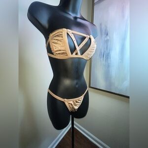 Embellished Tan bikini set